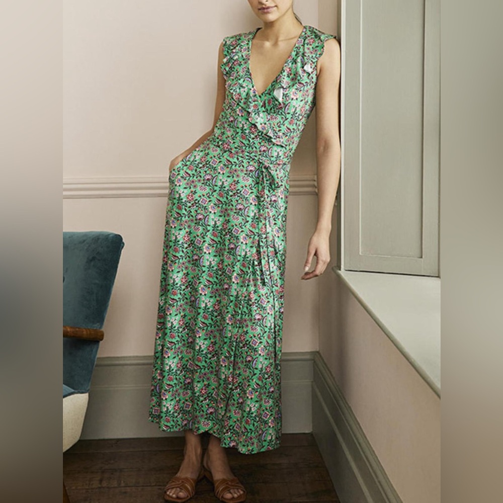 Green Boden Saskia Jersey Wrap Dress 20 - Picture 3 of 15